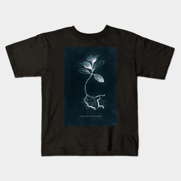Cyanotype - Cephaelis Ipecacuanha Kids T-Shirt by PixelHunter